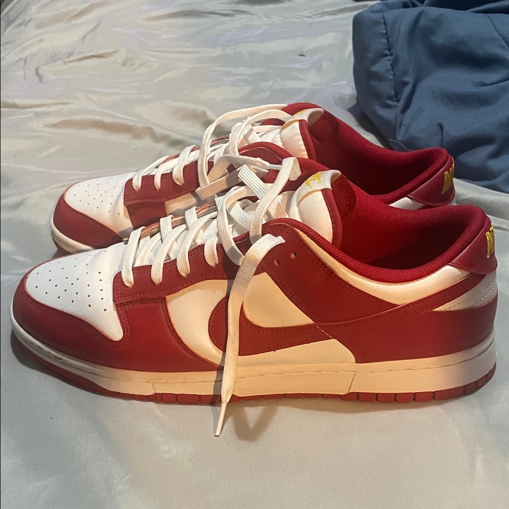 Nike Red and White Men's Low-Top Sneakers